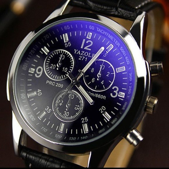 Luxury Fashion Men's Quartz Wrist Watch Dial Leather - Picture 4 of 6